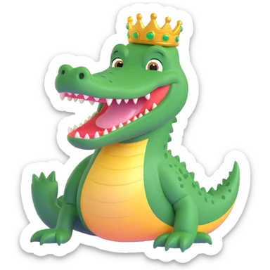 cartoon alligator with a golden halo, smiling, minimal background sticker