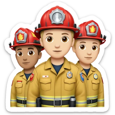 Two fireman and a EMT standing together  sticker