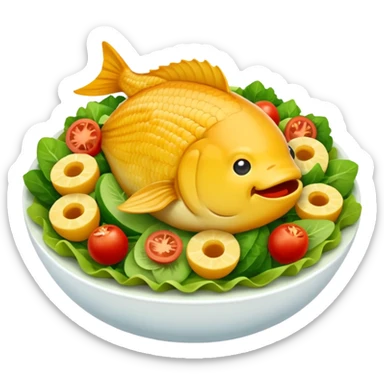 buatkan emoji salad namun berbentuk ikan 🐟 yang chubby untuk discord emoji sticker