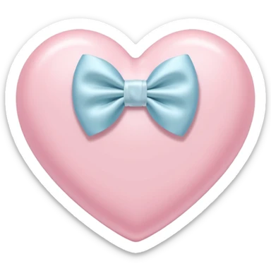 Pastel pink heart with white bow sticker