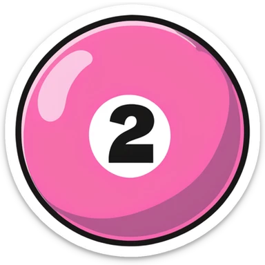 pink billiard ball with the number 23 inside a white circle sticker