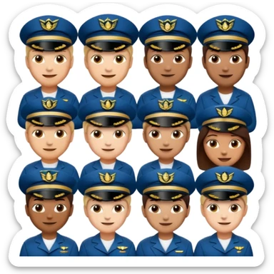 emoji style ship crew where everyone is a capitan less cartoony sticker