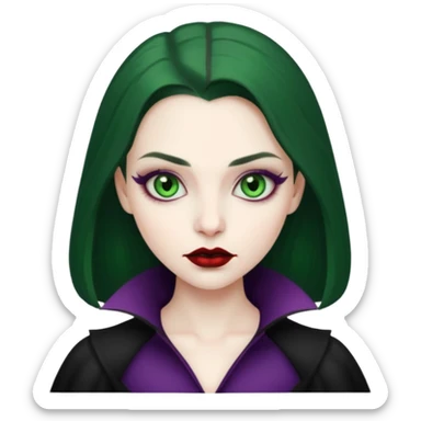 создай девушку вампира с бледной кожей тонкими бровями зелеными глазами sticker