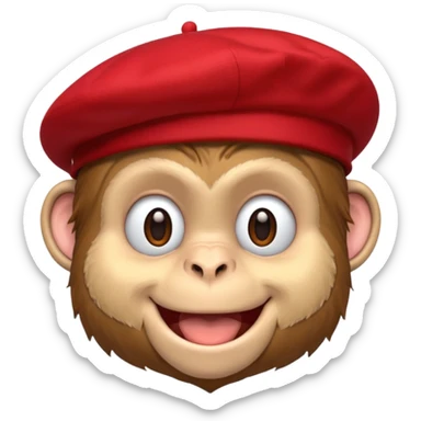 Monkey wearing red beret sticker