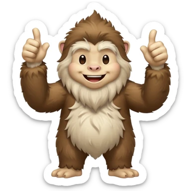 yeti, full body, full fur, thumbs up, smiling, winking sticker
