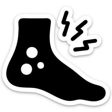 a foot with purple and yellow blisters, flat icon style, minimal details sticker