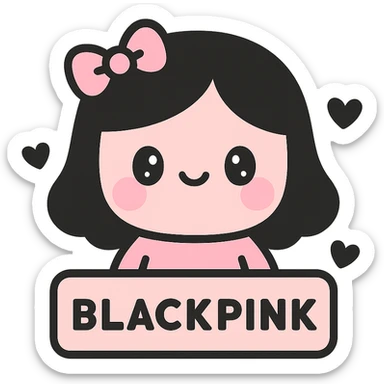 Blackpink inspired icon, pink and black, cute and playful, Kawaii style sticker
