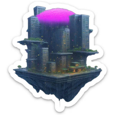 Cyberfunk rain city sticker