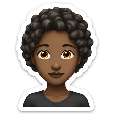 black hair brown eyes wavy hair girl brown skin sticker