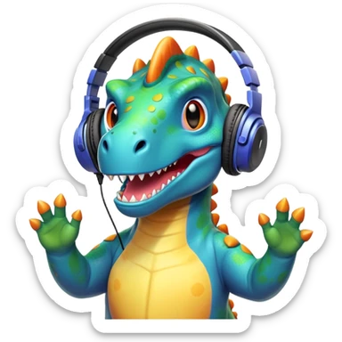 Dinosaurio muy bonito músico DJ sticker