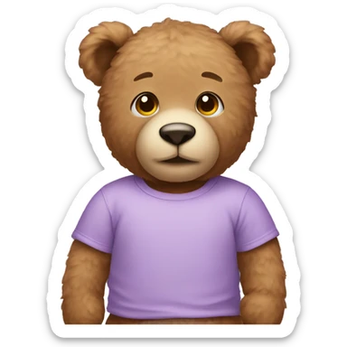 Teddy wearing lilac tshirt sticker