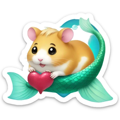 hamster with heart with mermaid tail sticker