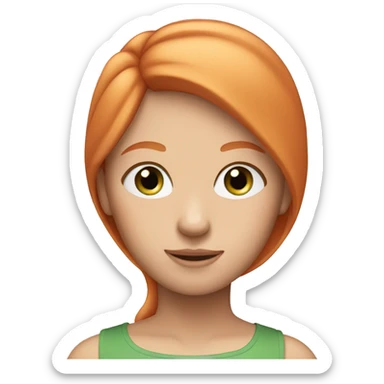 Girl with straight ginger hair and green eyes and pink top sticker