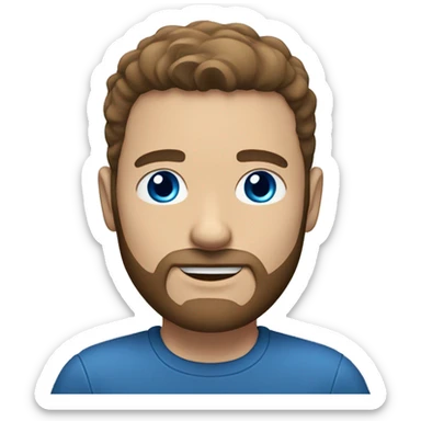 white man with blue eyes brown middle parted hair and beard sticker