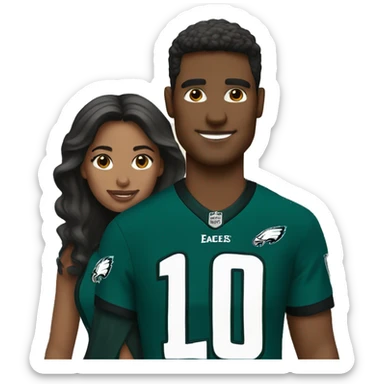 Brown skin couple in  Philadelphia Eagles clothing sticker
