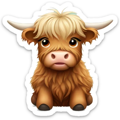 Cute baby highland cow sticker