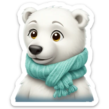 cute polar bear with scarf sticker