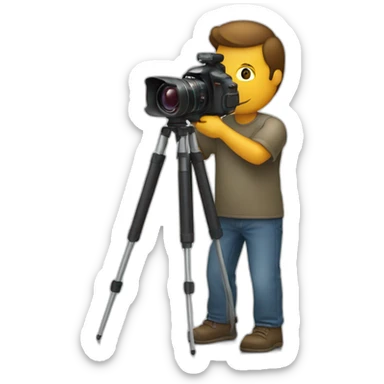 Man standing with a camera filming something like a filmaker sticker