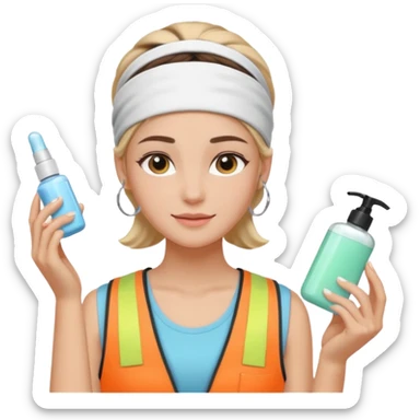 Clean girl aesthetic emoticons, apply skincare products, headband, glowing skin, vest, soft lighting
 sticker