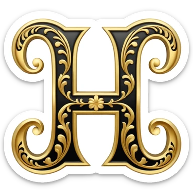 letter N in black and gold sticker
