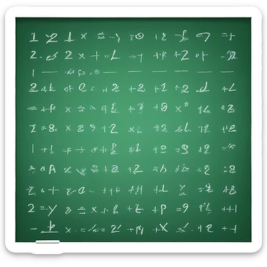 Green chalkboard with math equations written on it sticker