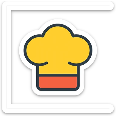 a chief's hat, detailed and recognizable, modern icon style, colorful, clean lines sticker