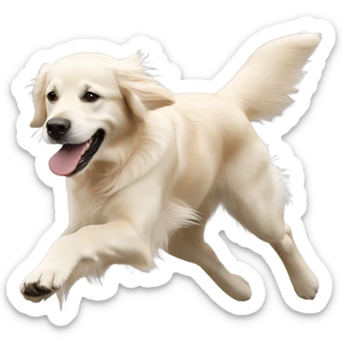 white golden retriever chasing its own tail sticker