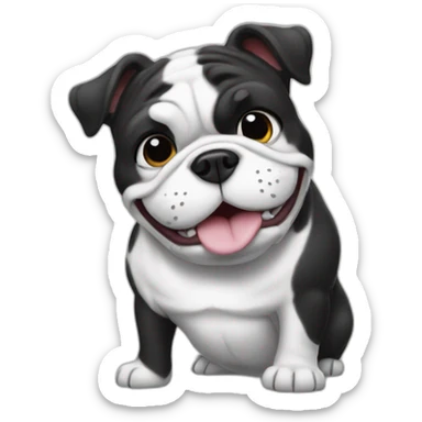 bulldog happy black and white fat sticker