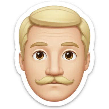 Đàn ông, mặt to, râu mép tóc vàng, cằm dài, mặt đầy đặn sticker