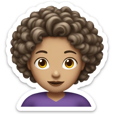 Superwoman white face mom with curly brown hair  sticker