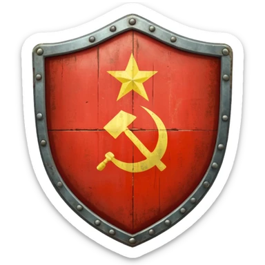 generate a realistic shield with the USSR flag sticker