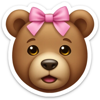 teddy bear wearing pink bow sticker