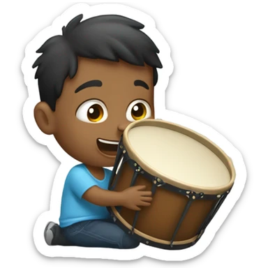 un niño jugando con un tambor  sticker