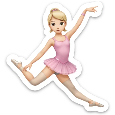 Una chica con vestuario de bailarina urbana con las piernas flexionadas, el dedo índice en la boca, el tren superior inclinado hacia la izquierda y con la cadera proyectada hacia la izquierda sticker