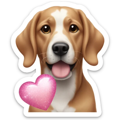 light pink sparkly heart next to dog sticker