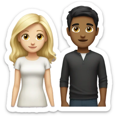 Blonde girl and dark hair boy sticker