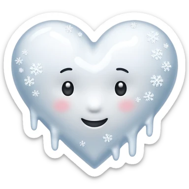 snow heart that's melting sticker