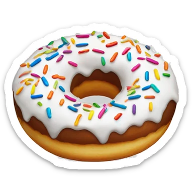 Donut with white frosting and rainbow sprinkles sticker