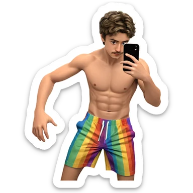 topless boy in bathroom mirror sticker