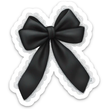 black bow emoji with white lace sticker