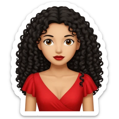 Mujer morena pelo negro rizado largo sticker