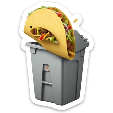 a taco being thrown in the trash sticker