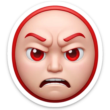 3d single circle face, upset and angry to somebody else. red color sticker