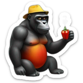 a gorilla smoking hot chili peppers sticker