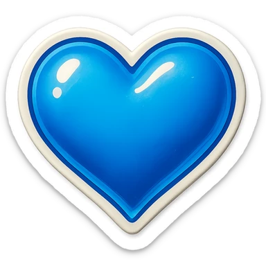 blue heart with a white outline, retro sticker style sticker