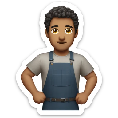 Mexican guy with short curly hair chopping pork sticker