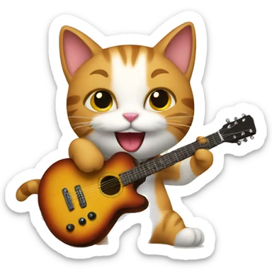  cat playing guitar sticker