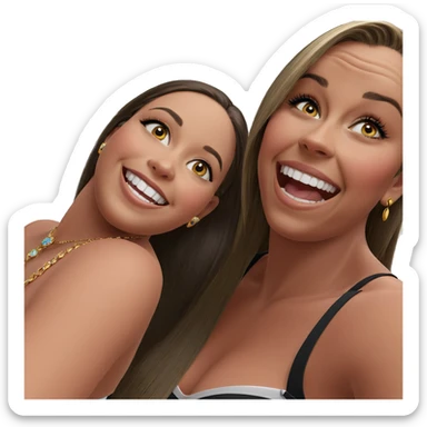 smiling girls with jewelry sticker