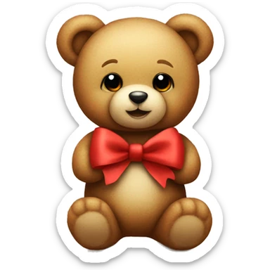 Cute teddy bear with red bow sticker