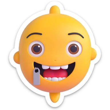 zipper mouth emoji, slightly worried expression, simple, clear sticker